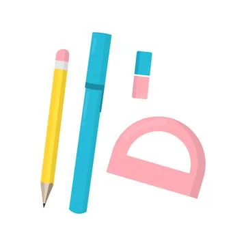 Vector set of supplies and items for school. Stock Illustration