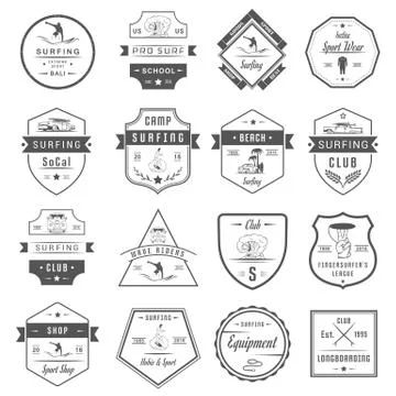 Vector Set Surf Badges, Sign and Logos Free Stock Illustration
