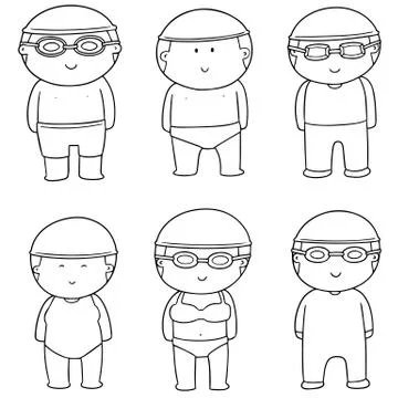 Vector set of swimmer Stock Illustration