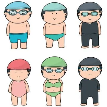 Vector set of swimmer Stock Illustration