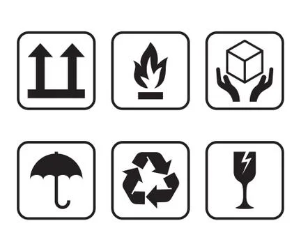 Vector set of symbols for packaging of cardboard boxes. イラスト素材