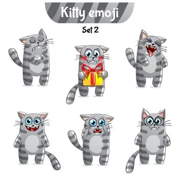 Vector set of tabby cat characters. Stock-Illustration