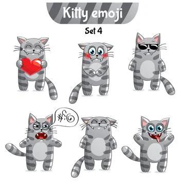 Vector set of tabby cat characters. Stock-Illustration