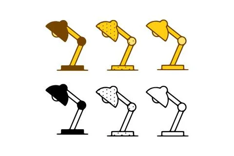 Vector set of table lamps in doodle style on white background Stock Illustration