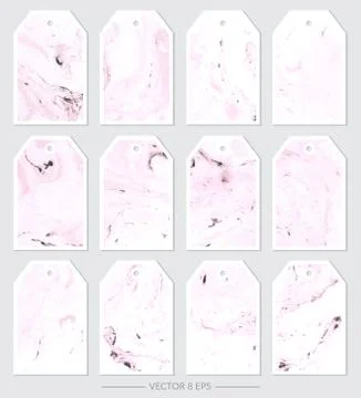 Vector. Set of tags with marble textures Stock Illustration