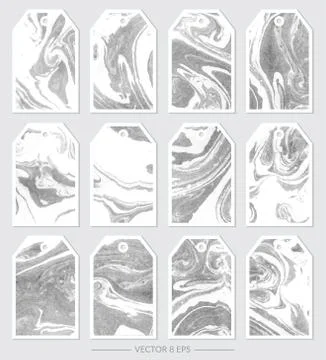 Vector. Set of tags with marble textures Stock Illustration