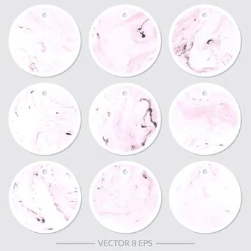 Vector. Set of tags with marble textures Stock Illustration
