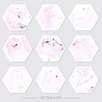 Vector. Set of tags with marble textures Stock Illustration