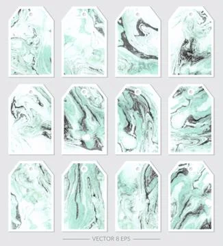 Vector. Set of tags with marble textures Stock Illustration