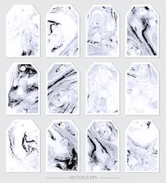 Vector. Set of tags with marble textures Stock Illustration