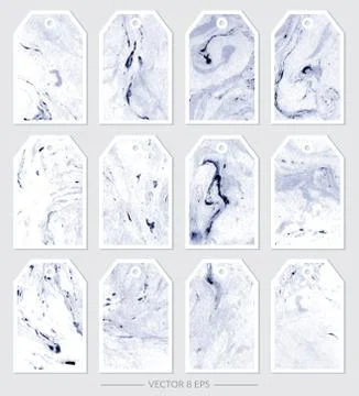 Vector. Set of tags with marble textures Stock Illustration