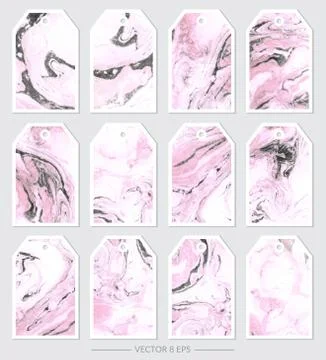 Vector. Set of tags with marble textures Stock Illustration