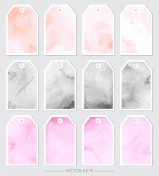 Vector. Set of tags with marble textures Stock Illustration