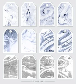 Vector. Set of tags with marble textures Stock Illustration
