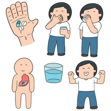 Vector set of taking medicine Illustrazione stock