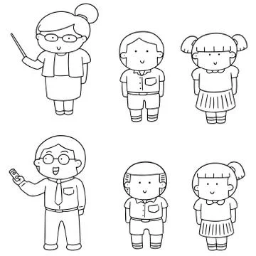 Vector set of teacher and student Stock Illustration