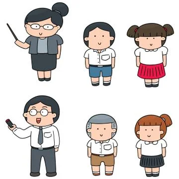Vector set of teacher and student Stock Illustration