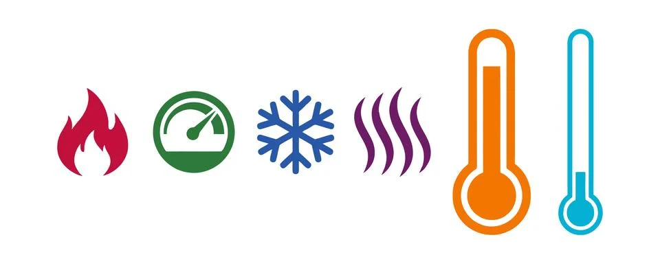 Vector of Set of temperature and weather icons 스톡 일러스트