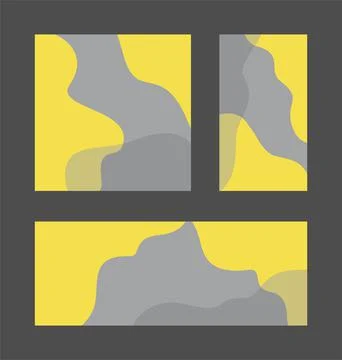 Vector set of templates with abstract wavy yellow and gray elements Illustrazione stock
