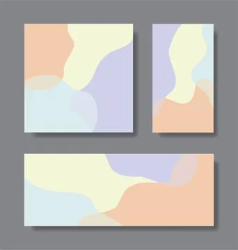 Vector set of templates with abstract wavy pastel colored elements Stock Illustration