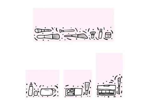 Vector set of templates for banners of beauty items. Set of doodle style cosm Stock Illustration