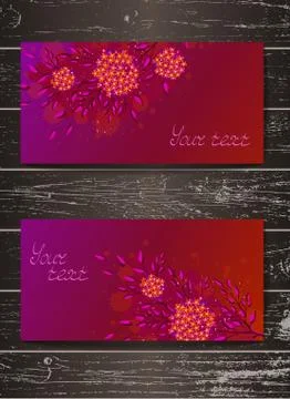 Vector set of templates invitations or greeting cards with hand drawn flowers Illustrazione stock
