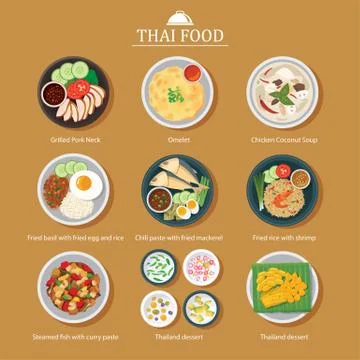 Vector set of thai food flat design Stock Illustration