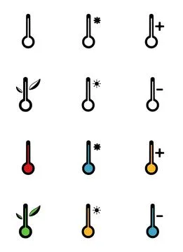 Vector set of thermometers in doodle style isolated on white background. Stock Illustration
