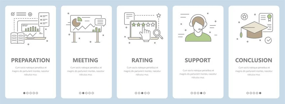 Vector set of thin line flat design, training concept banners Stockillustratie