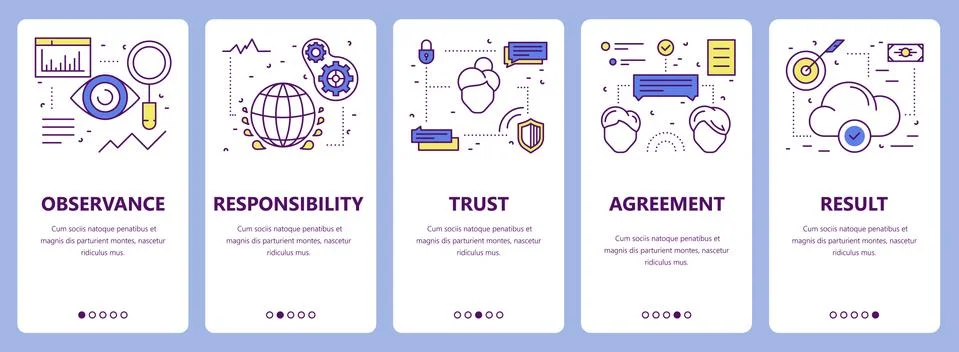 Vector set of thin line flat design commitment concept banners イラスト素材