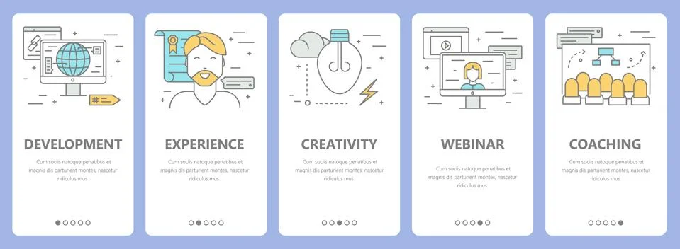 Vector set of thin line flat design e-learning concept banners Stockillustratie