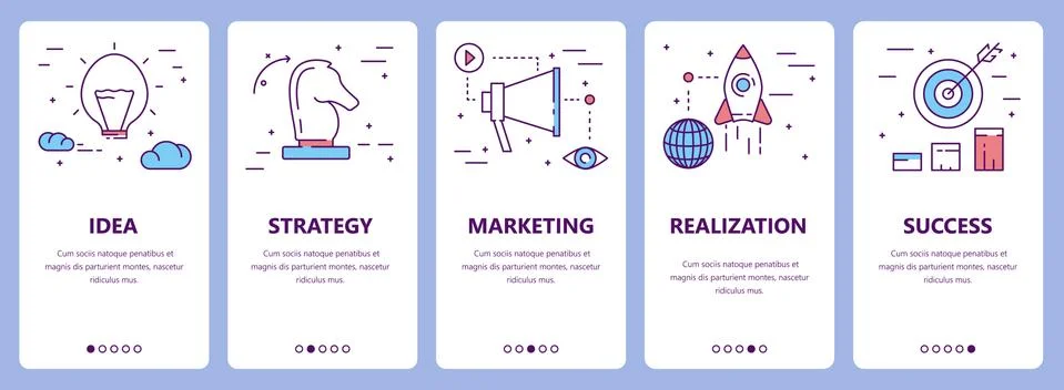 Vector set of thin line flat design project concept banners Illustration