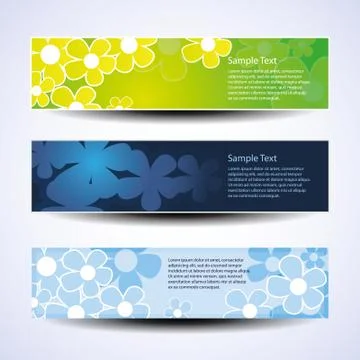 Vector Set of Three Banner Designs With Flowers Stock Illustration