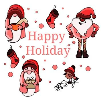 Vector set of three cute santa claus in vector Stock Illustration