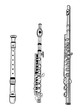 Vector set of three different flutes in black Stock Illustration