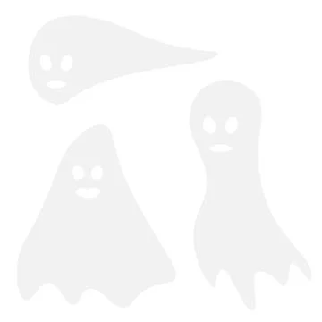 Vector set of three ghosts for Halloween on a transparent background in trendy Illustrazione stock
