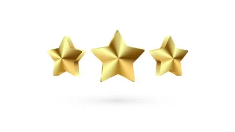 Vector Set of Three Ranking Stars. Trophy 3d star icon. Design elements for Stock Illustration