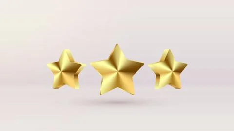 Vector Set of Three Ranking Stars. Trophy 3d star icon. Design elements for Stock Illustration