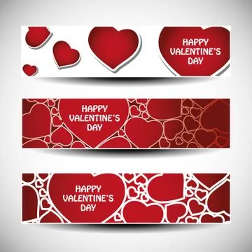 Vector Set of Three Valentine's Day Header Designs Stock Illustration