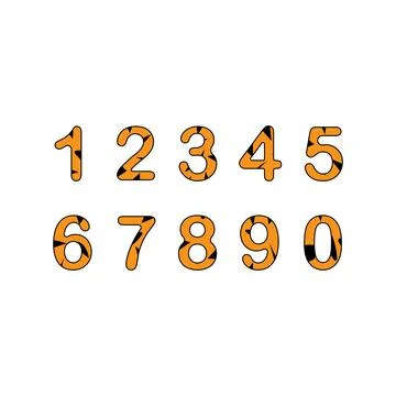 Vector set of tiger numbers. Flat style. Stock Illustration