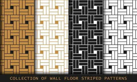 Vector set of tiled seamless patterns. Collection of floor wall textures Stockillustratie
