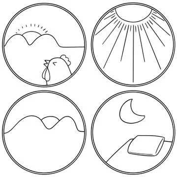 Vector set of time of the day Stock Illustration