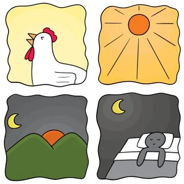 Vector set of time of the day Stock Illustration