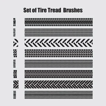 Vector set of tire tread brushes. Ilustração Stock