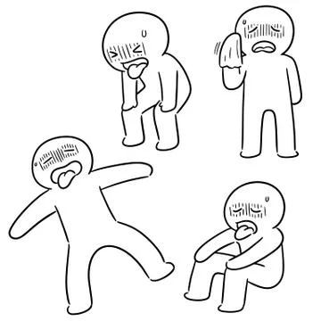 Vector set of tired people Stock Illustration