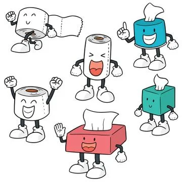 Vector set of tissue paper cartoon Stock Illustration