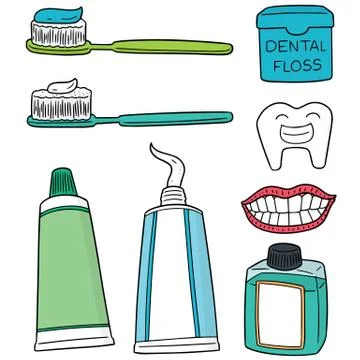 Vector set of tooth care set Stock Illustration