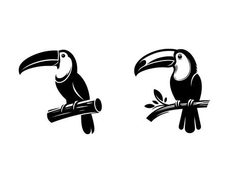 Vector Set of Toucan Icons in Black Style on White Background Stock Illustration