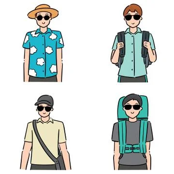 Vector set of tourist Stock Illustration