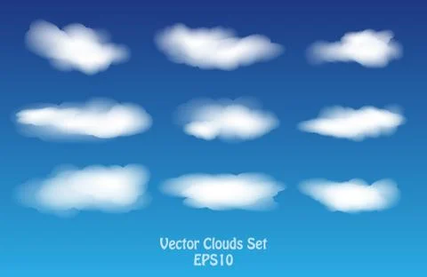 Vector set of transparent clouds Stock Illustration